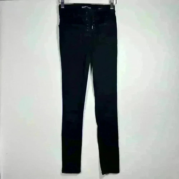 ARITZIA Lace Up Black Nico Mid Rise Skinny Crop Jeans Jeggings  Women 24 - Picture 1 of 10